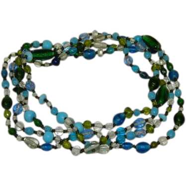 Single Strand Art Glass Multi Bead Necklace Flapp… - image 1