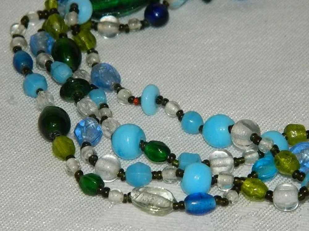Single Strand Art Glass Multi Bead Necklace Flapp… - image 2