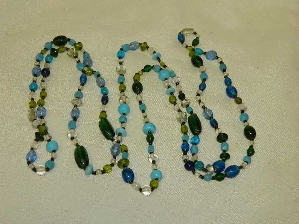 Single Strand Art Glass Multi Bead Necklace Flapp… - image 3