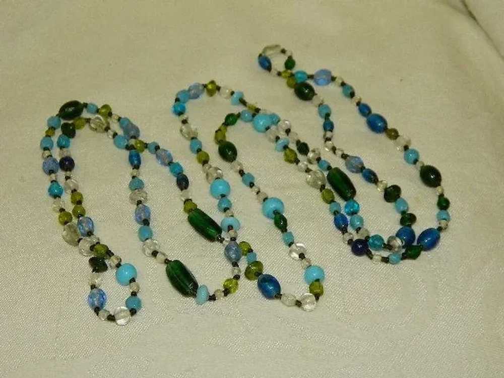 Single Strand Art Glass Multi Bead Necklace Flapp… - image 4