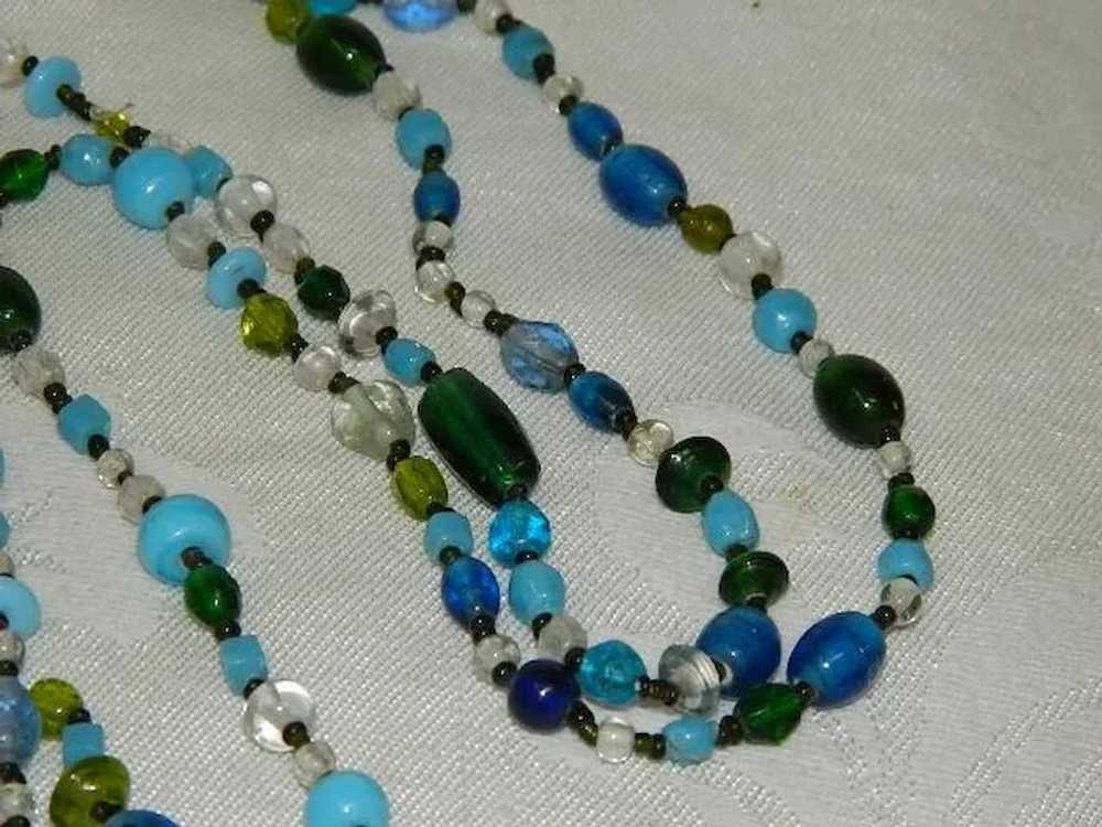 Single Strand Art Glass Multi Bead Necklace Flapp… - image 5