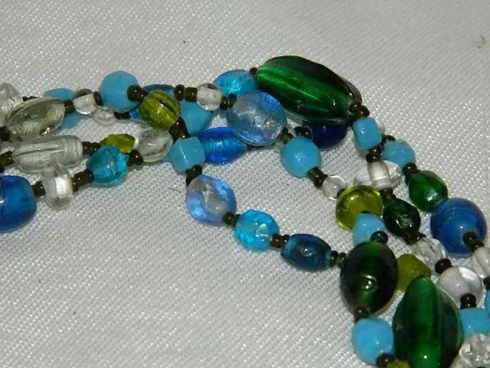 Single Strand Art Glass Multi Bead Necklace Flapp… - image 6