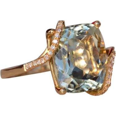 Effy Signed Praisiolite and Natural Diamond Ring i