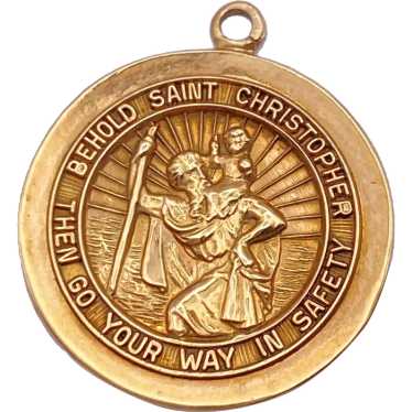 Saint Christopher Medal Safety Amulet 14K Gold Wal