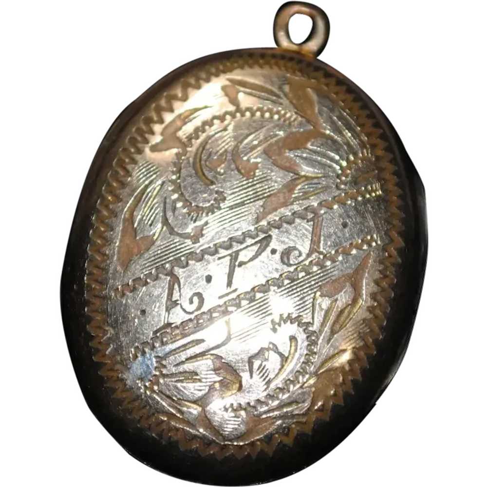Mid-century Engraved Gold-filled Locket with the … - image 1