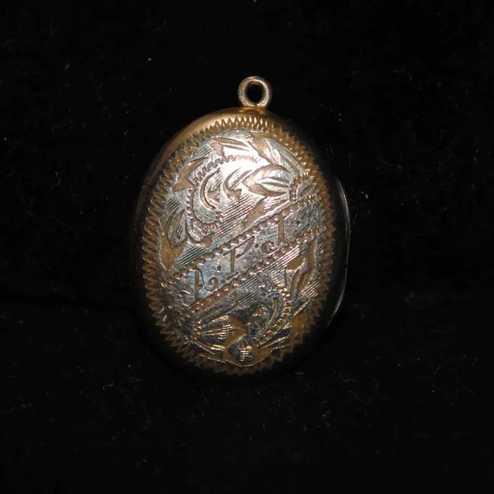 Mid-century Engraved Gold-filled Locket with the … - image 2