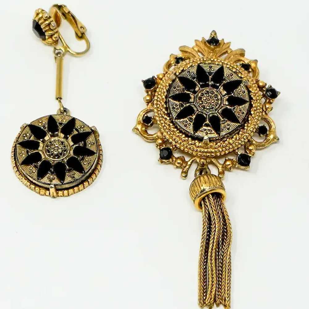 Florenza Victorian Style Brooch Pin and Dangle Ea… - image 2