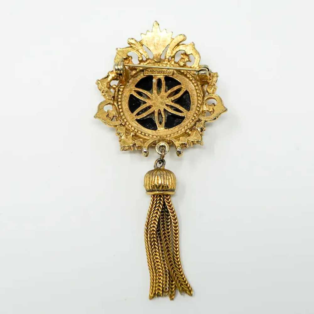 Florenza Victorian Style Brooch Pin and Dangle Ea… - image 7