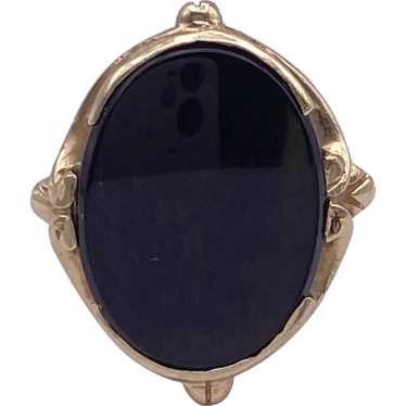 Victorian Revival Onyx Ring 14K Gold - image 1