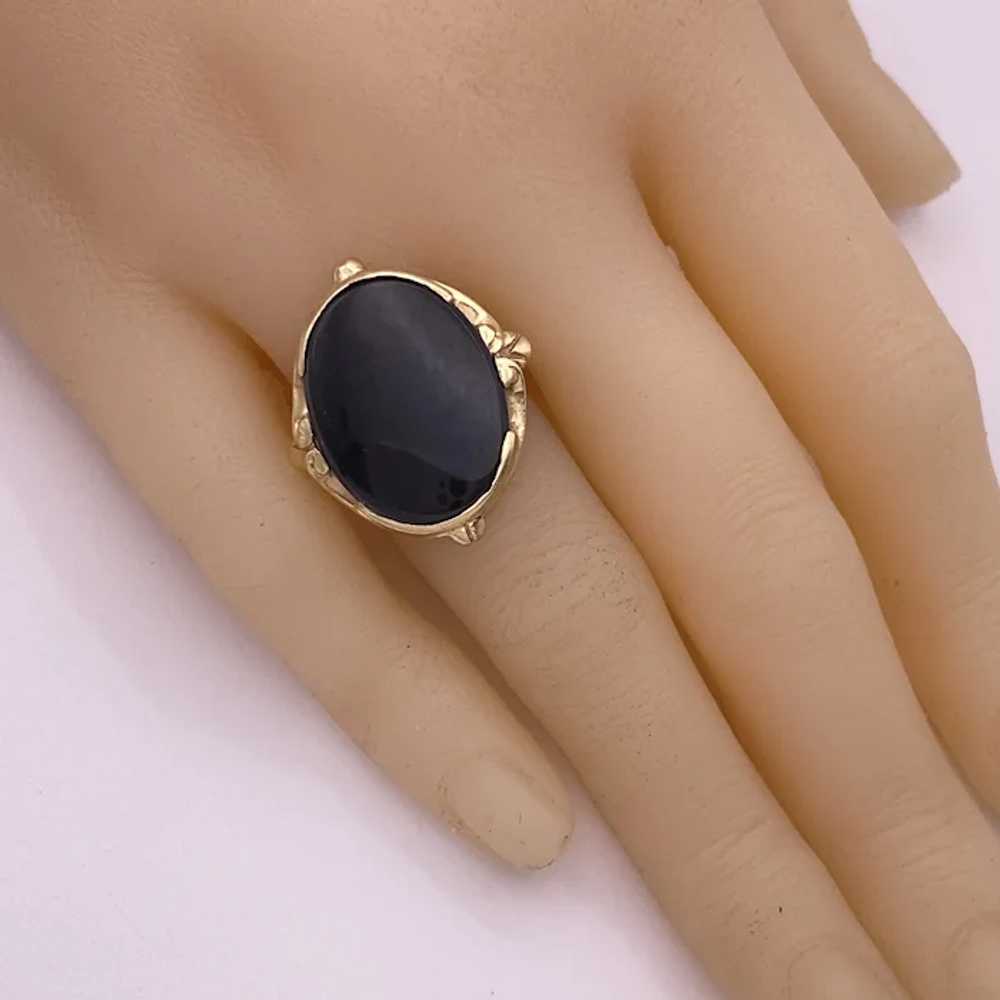 Victorian Revival Onyx Ring 14K Gold - image 2
