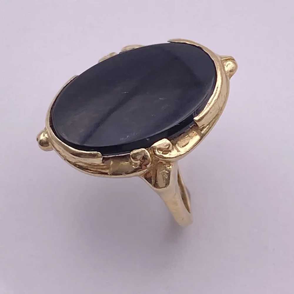 Victorian Revival Onyx Ring 14K Gold - image 4