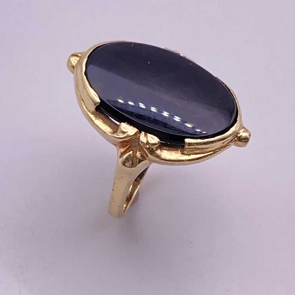 Victorian Revival Onyx Ring 14K Gold - image 5