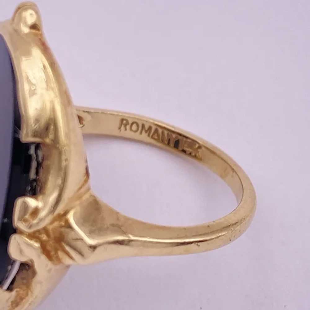 Victorian Revival Onyx Ring 14K Gold - image 6
