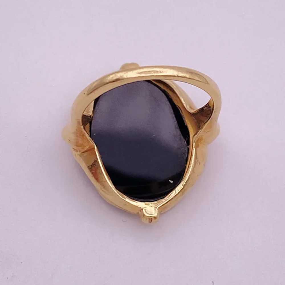 Victorian Revival Onyx Ring 14K Gold - image 7