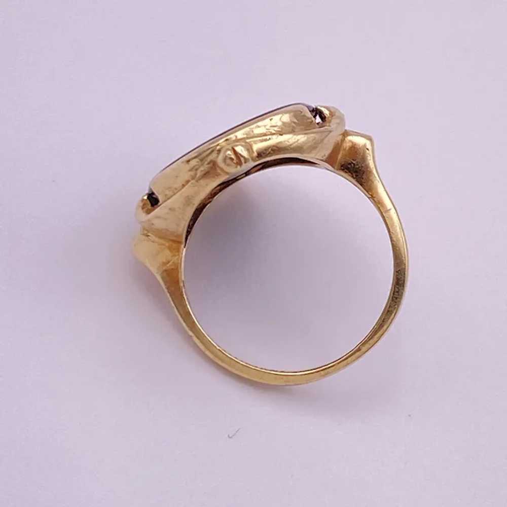 Victorian Revival Onyx Ring 14K Gold - image 8
