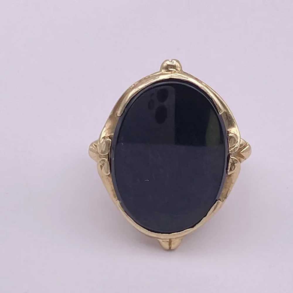 Victorian Revival Onyx Ring 14K Gold - image 9