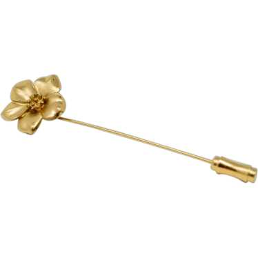 Trifari Gold Flower Lapel Stick Pin Vintage - image 1
