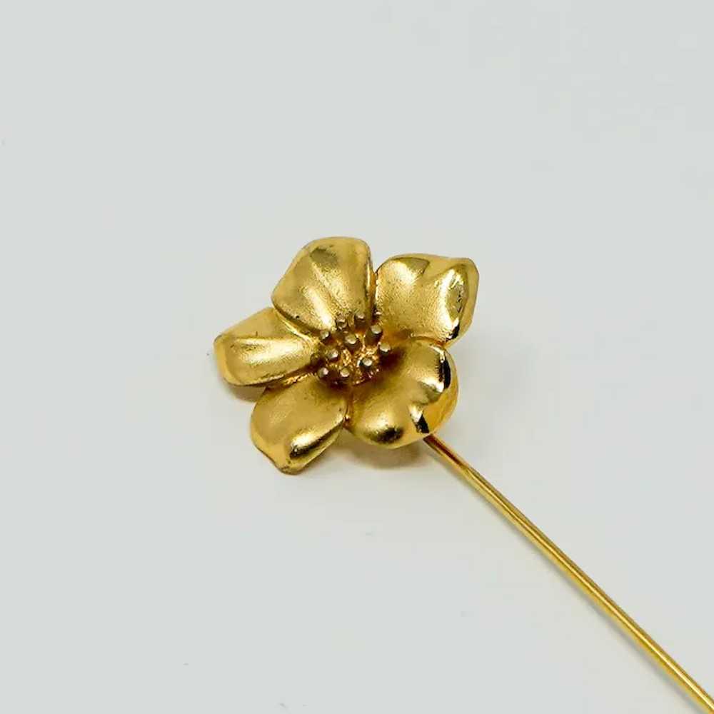 Trifari Gold Flower Lapel Stick Pin Vintage - image 2