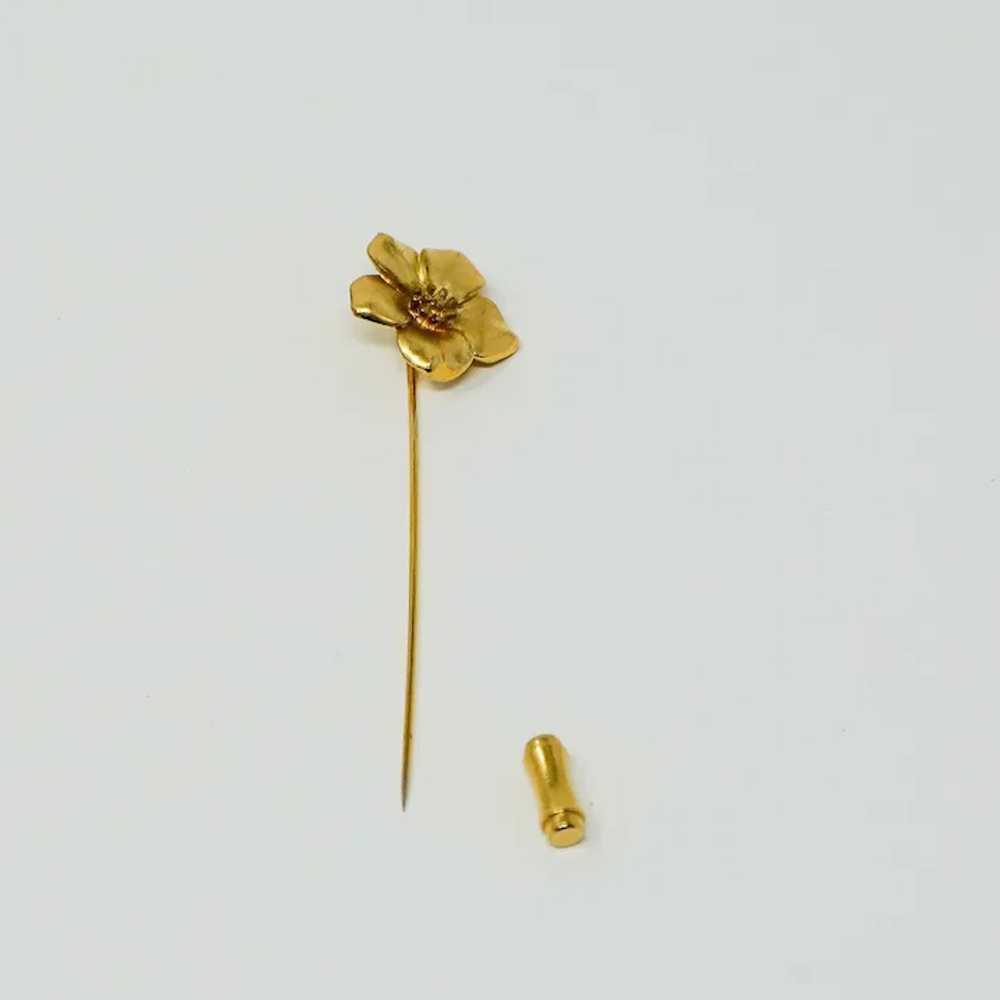 Trifari Gold Flower Lapel Stick Pin Vintage - image 3