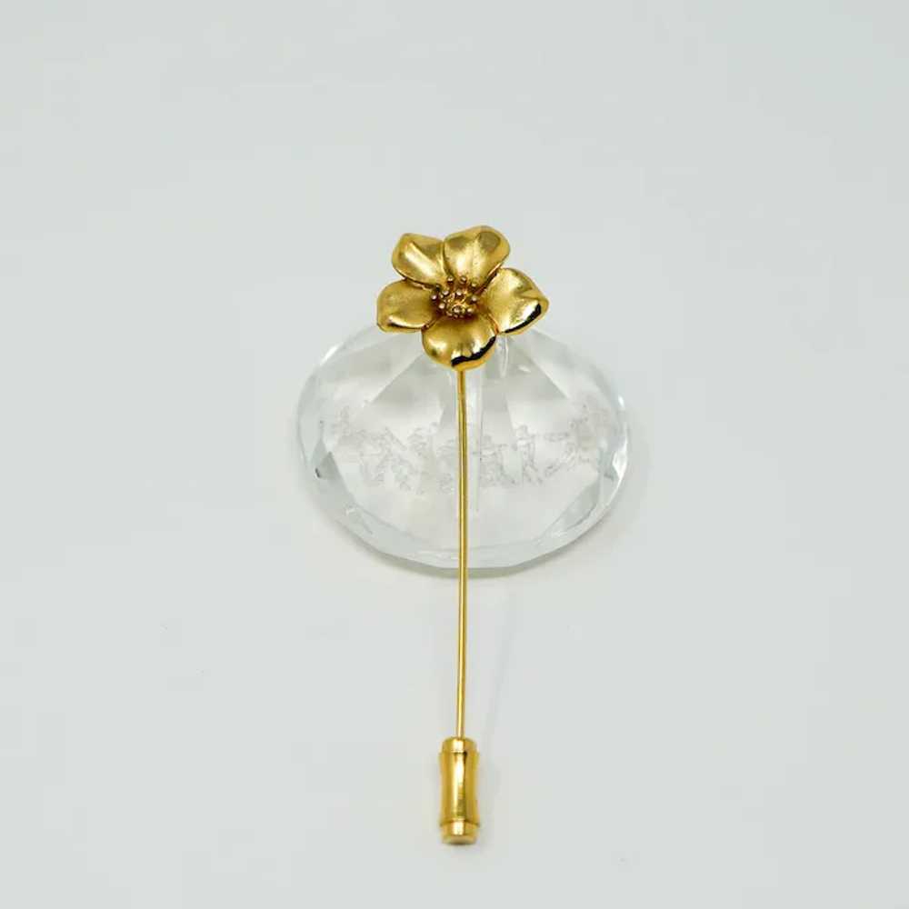 Trifari Gold Flower Lapel Stick Pin Vintage - image 4