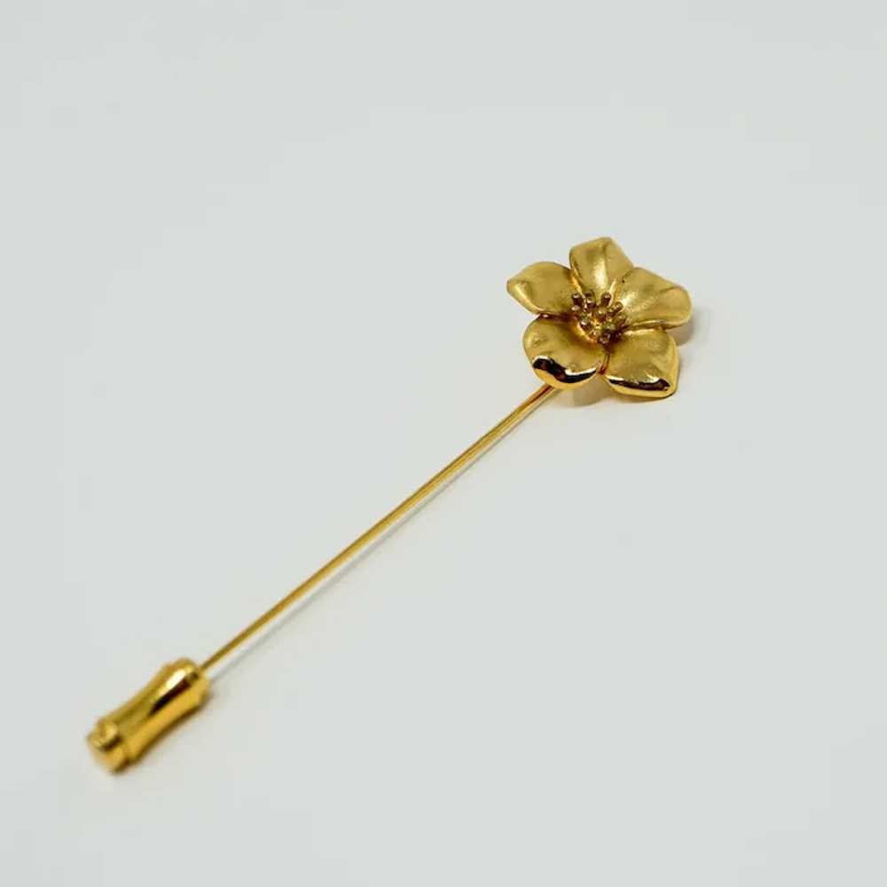 Trifari Gold Flower Lapel Stick Pin Vintage - image 5