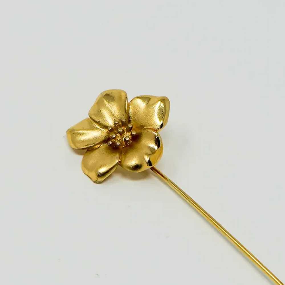 Trifari Gold Flower Lapel Stick Pin Vintage - image 8