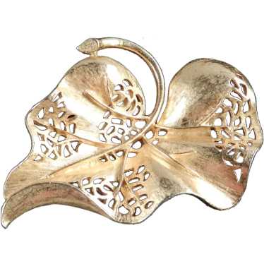 ART Signed Large Leaf Brooch Pin