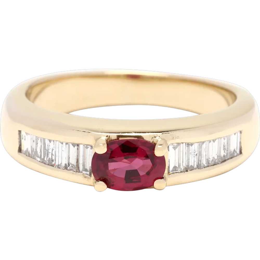 1.2ctw Diamond and Ruby Engagement Ring, 18k Yell… - image 1