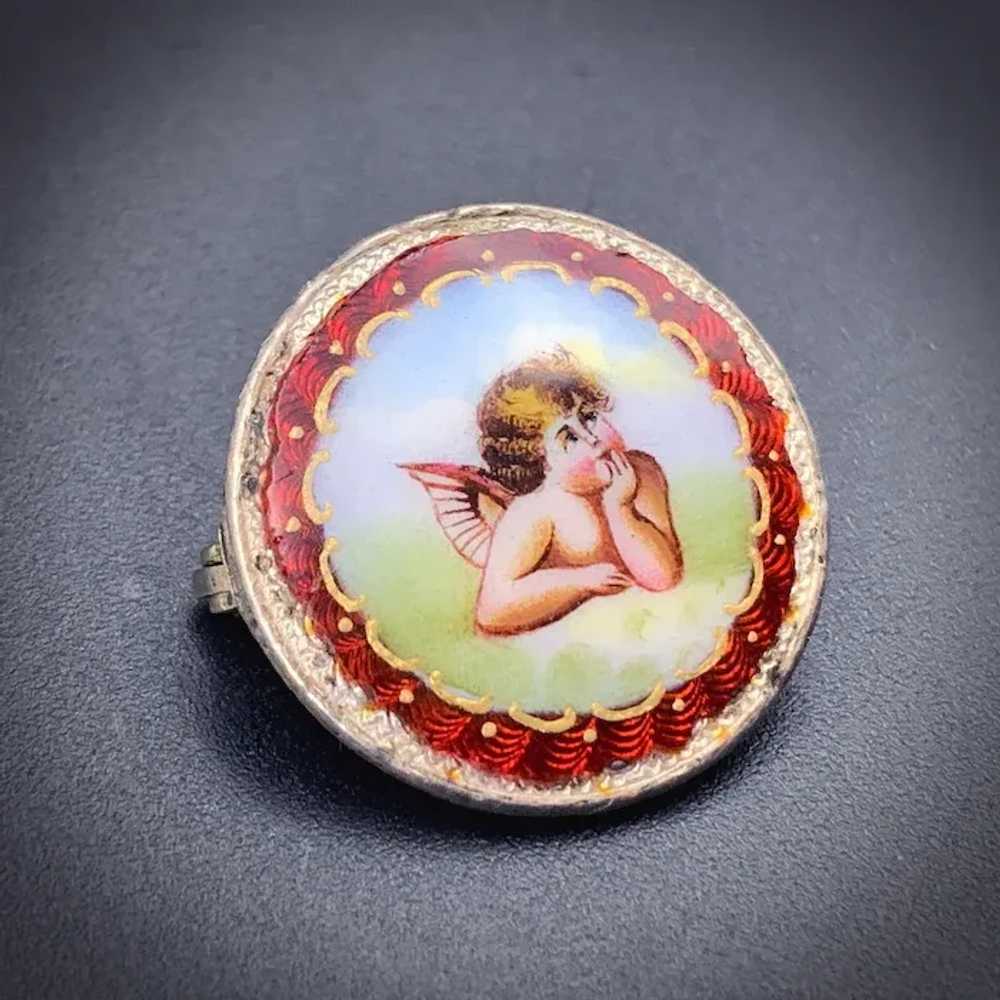 Antique German Sterling Silver & Hand Painted Por… - image 2