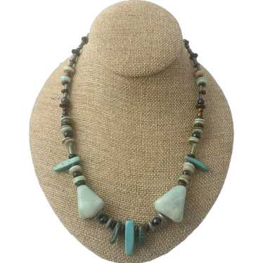 1980s Vintage Handmade Southwest Necklace With Bl… - image 1