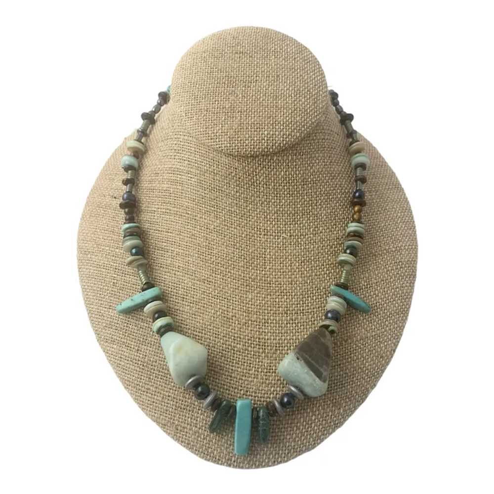 1980s Vintage Handmade Southwest Necklace With Bl… - image 2