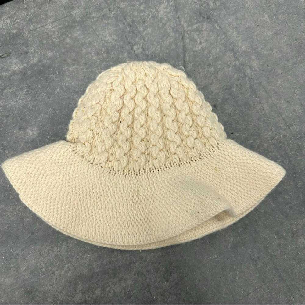 Vintage Vintage cream ivory knit crochet bucket h… - image 5