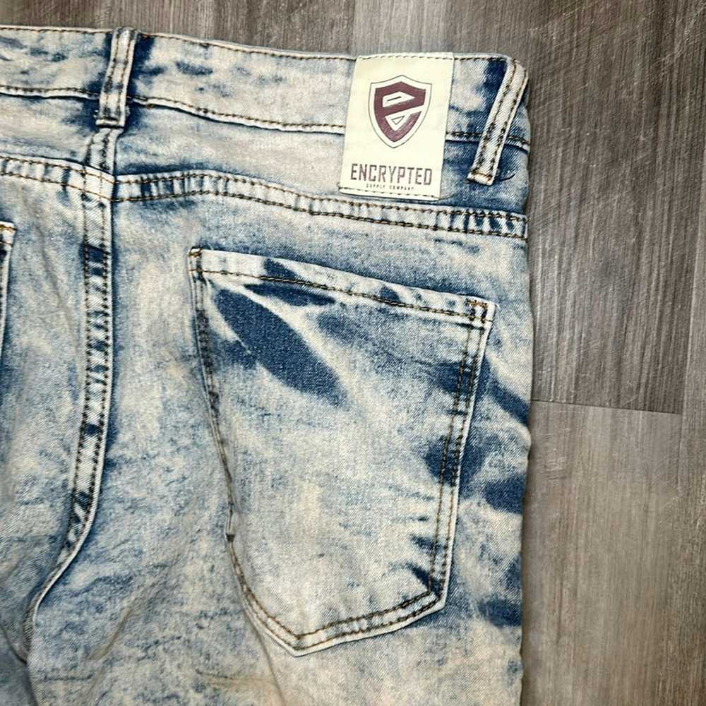 1 Encrypted Slim Moto Acid Wash Jeans - 32x32 - image 5