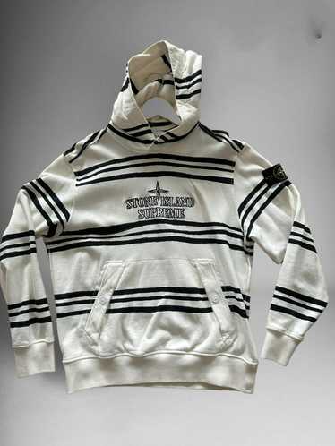 Supreme stone island warp online stripe hooded sweatshirt white