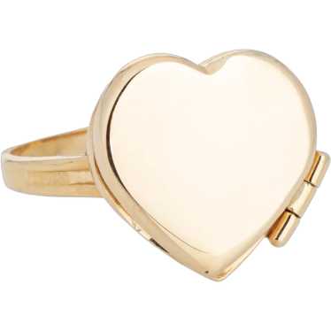 Heart Picture Locket Ring 14 Karat Yellow Gold Sz… - image 1