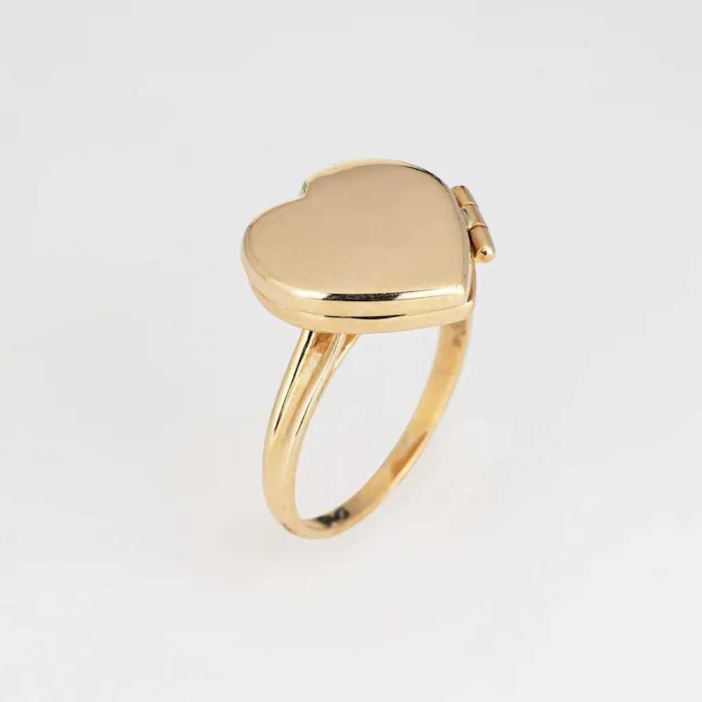Heart Picture Locket Ring 14 Karat Yellow Gold Sz… - image 2