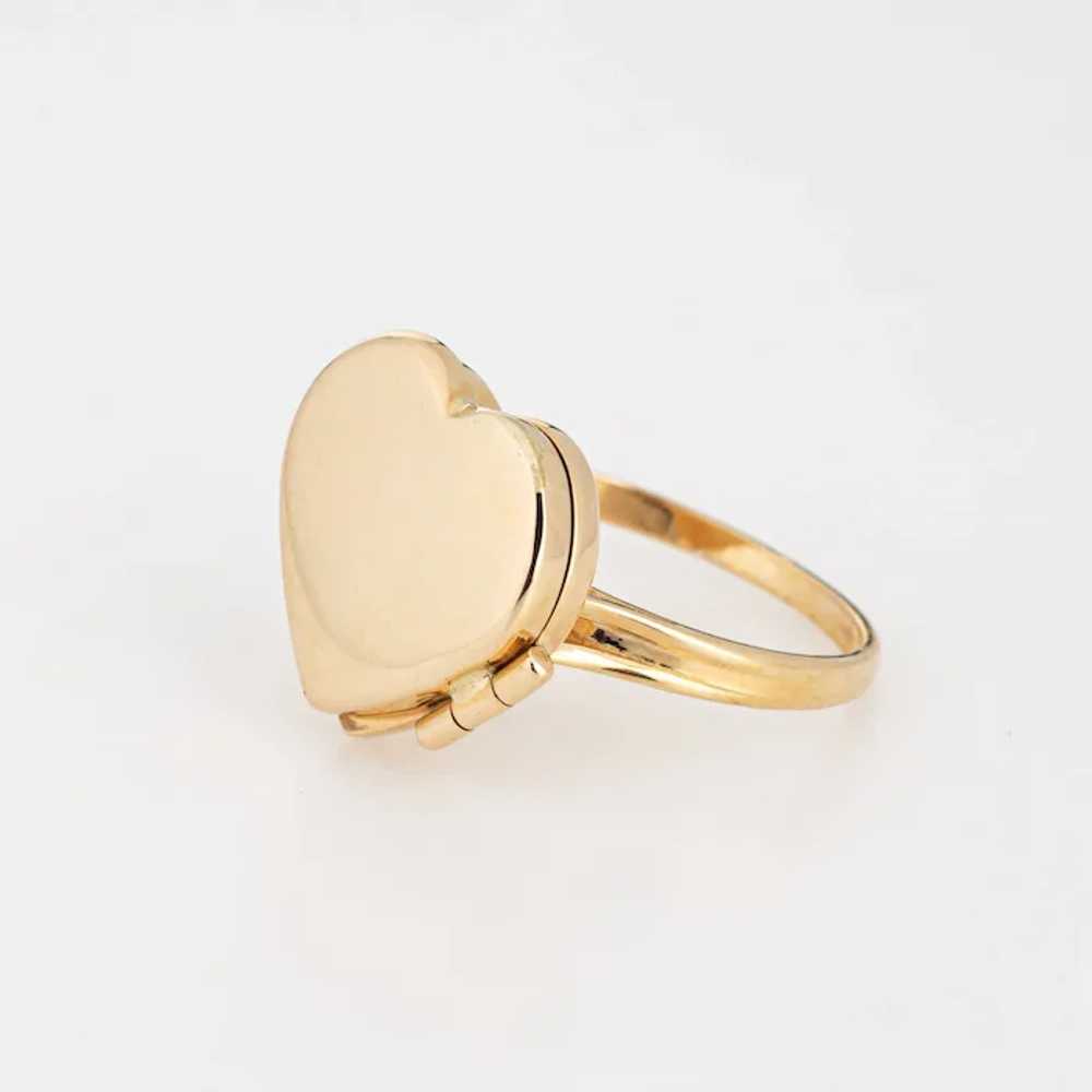 Heart Picture Locket Ring 14 Karat Yellow Gold Sz… - image 4