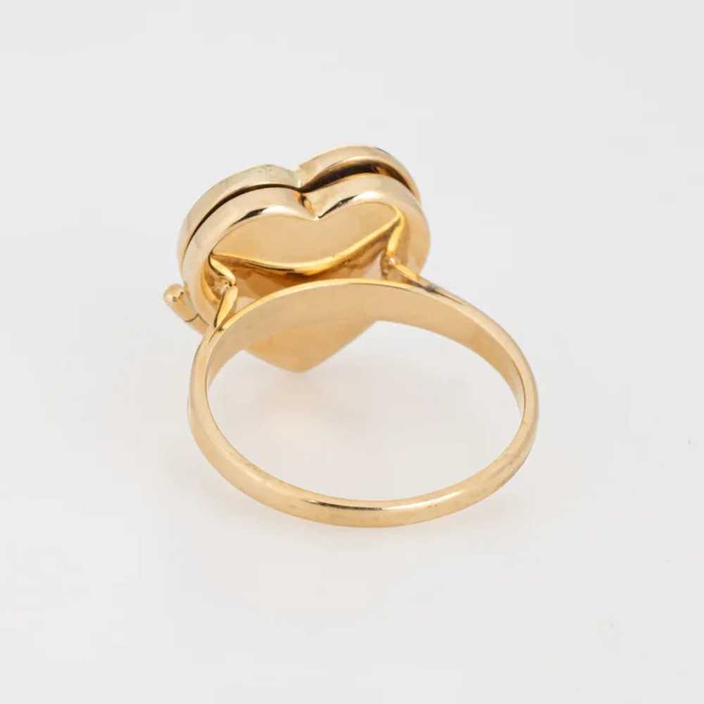 Heart Picture Locket Ring 14 Karat Yellow Gold Sz… - image 5