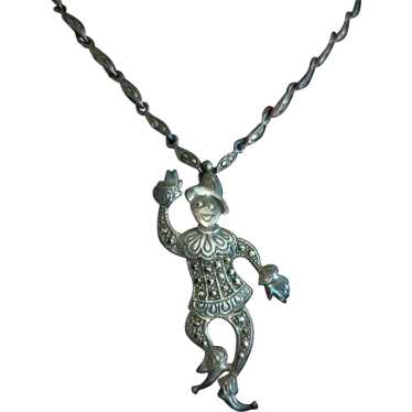 Sterling Silver Marcasite Articulating Pierrot