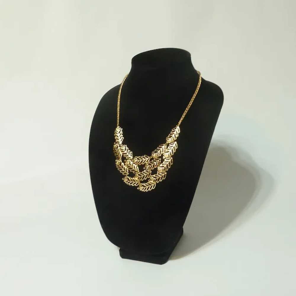 Gold Tone Leaf Necklace - image 6