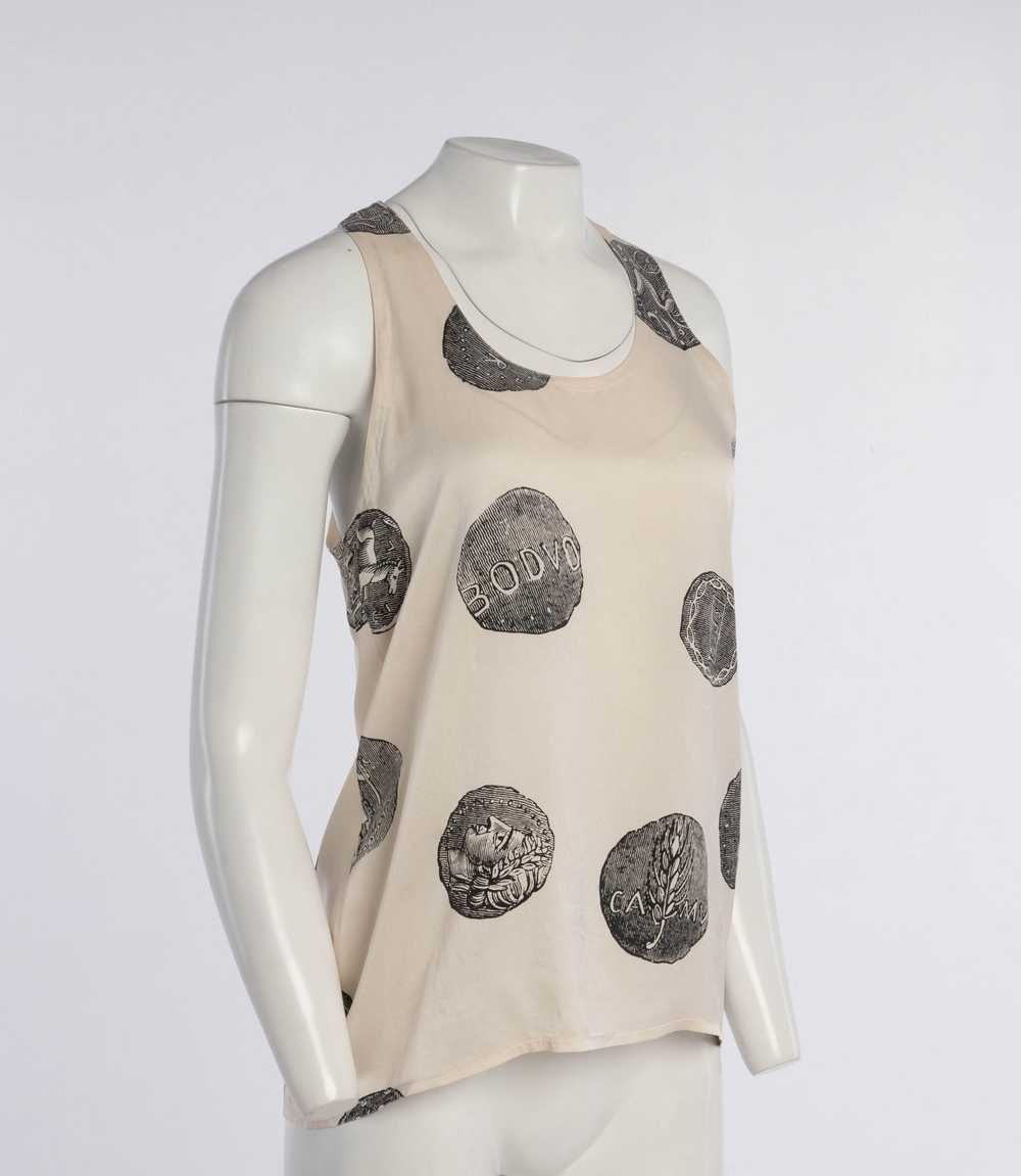 Timney Fowler Cream Silk Roman Coin Print Top - image 1