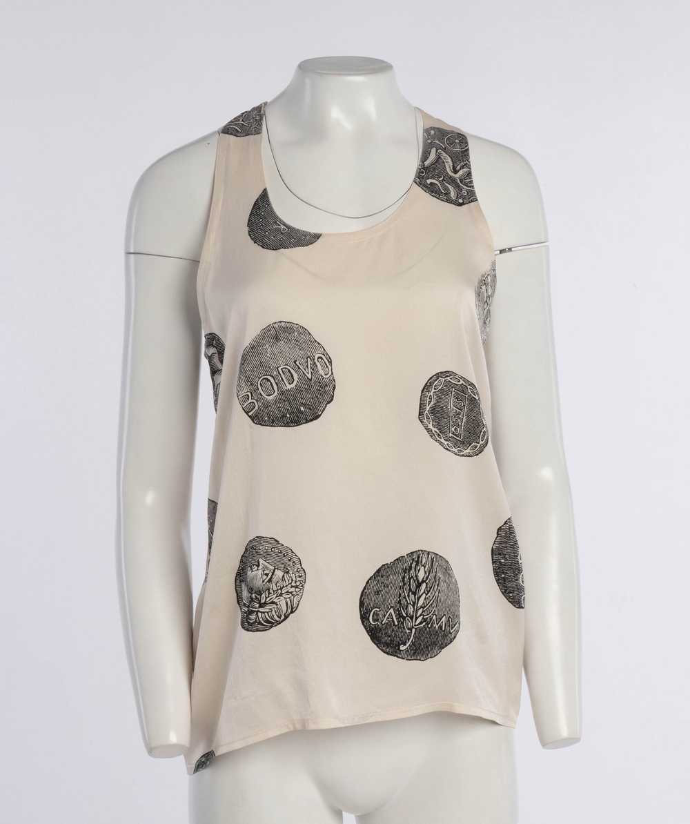 Timney Fowler Cream Silk Roman Coin Print Top - image 3