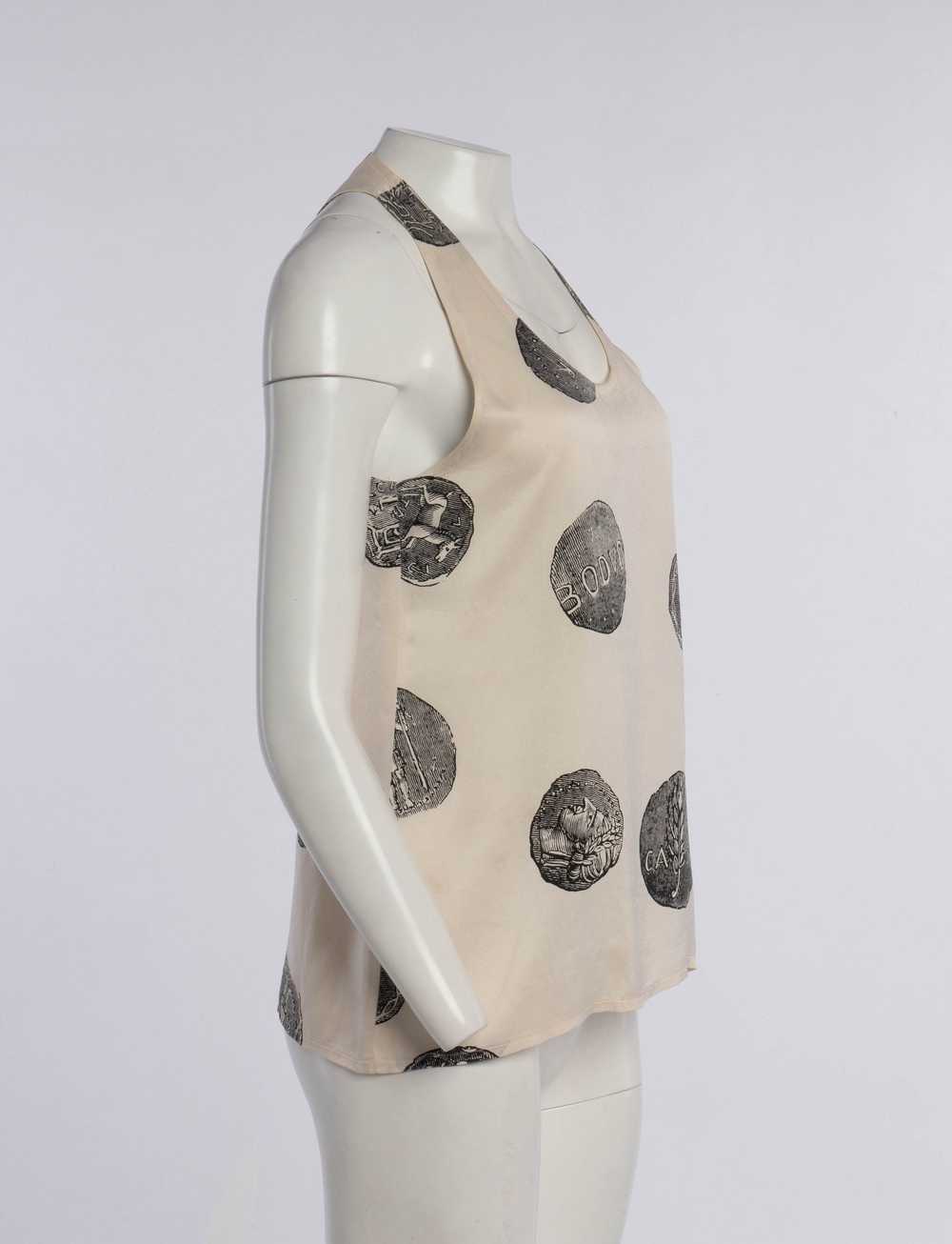 Timney Fowler Cream Silk Roman Coin Print Top - image 4