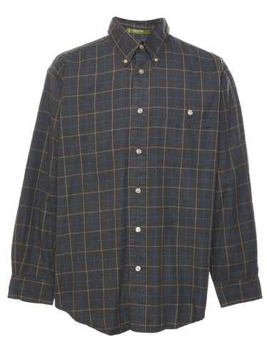 Dark Grey & Blue Checked Shirt - L - image 1