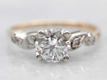 Two Tone European Cut Diamond Engagement Ring wit… - image 1