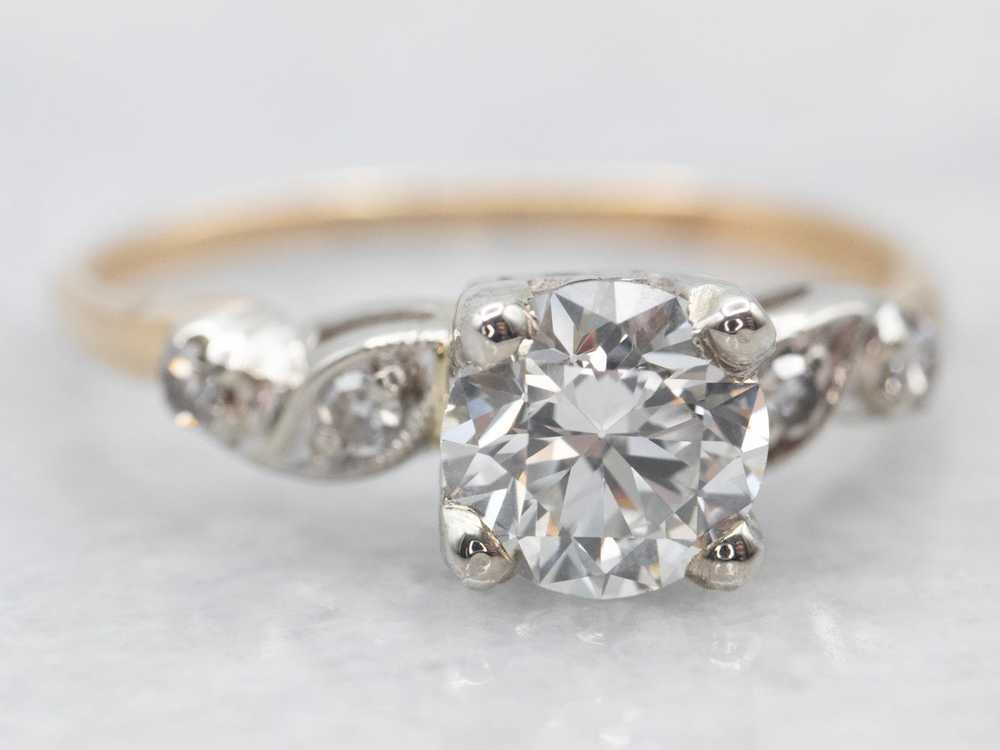 Two Tone European Cut Diamond Engagement Ring wit… - image 2