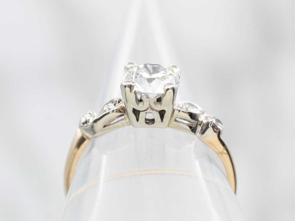 Two Tone European Cut Diamond Engagement Ring wit… - image 3