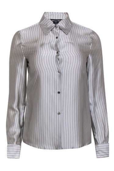 Miu Miu - Grey & Black Stripe Silk Button Up Blous