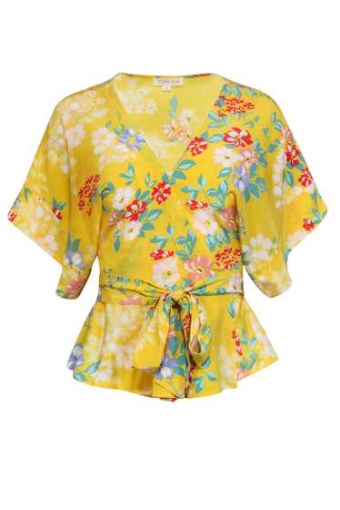 Yumi Kim - Yellow Floral Print Wrap Blouse Sz XS