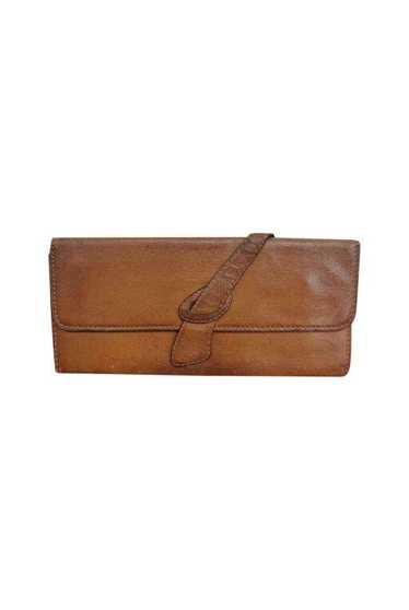 Leather pouch - Camel leather pouch Snap closure V